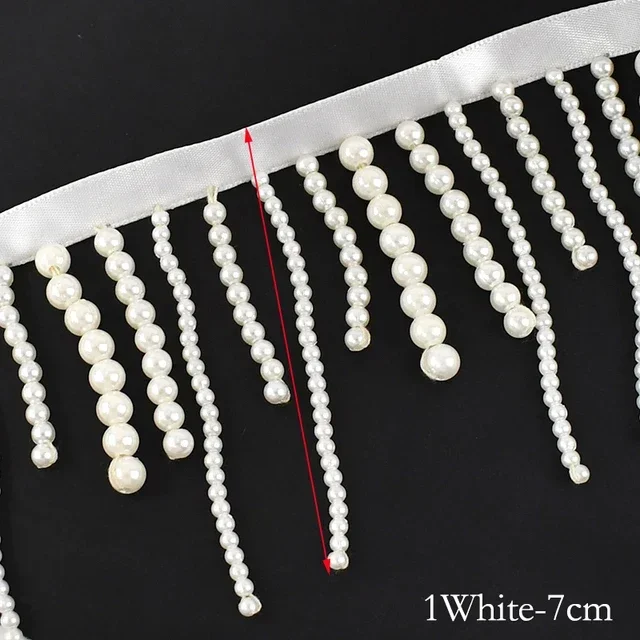 1/2 jardas pérola frisada borl - Beaded Trim Fringe avaliação e preço